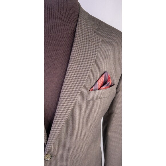Pronto Uomo Men's Sport Coat Blazer Jacket Two Button Houndstooth Brown 46R EUC - Picture 4 of 13